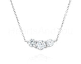 2ct Round Cut Moissanite Three Stone Pendant with Chain 14k White Gold Plated