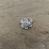 3ct Engagement Ring Pear Cut Blue Aquamarine Floral Solitaire 14k WhiteGold Over
