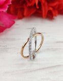 0.3ct Round Cut Moissanite Criss Cross Stackable Wed Band 14k Dual Gold Plated