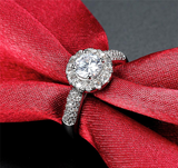 2Ct Round Cut Diamond Accents Halo Solitaire Engagement Ring 14K White Gold Over