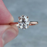 1Ct Oval Cut Diamond Minimalist Solitaire Engagement Ring 14K Rose Gold Finish