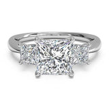 1.6ct Princess Cut Diamond Engagement Ring Solitaire Trilogy 14k White Gold Over