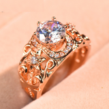 2.4ct Round Cut Diamond Engagement Ring 14k Rose Gold Finish Unique Halo Floral