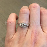 0.2ct Round Cut Moissanite Curved Stacking Wedding Band 14K White Gold Plated