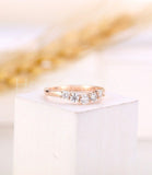 0.35ct Round Cut Moissanite Five Stone Women Wedding Band 14k Yellow Gold Plated
