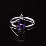 0.45ct Oval Cut Purple Amethyst Stylish Split Shank Ring 14k White Gold Finish