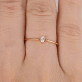 Minimalist Solitaire Engagement Ring 0.3ct Marquise Diamond 14k Rose Gold Finish