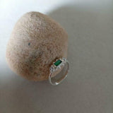 1ct Engagement Ring Baguette Cut Green Emerald Three Stone 14k White Gold Finish