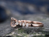2Ct Round Cut Peach Morganite Diamond Accent Engagement Ring 14K Rose Gold Over