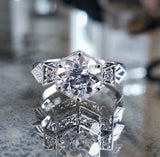 1.5Ct Round Cut Diamond Antique Vintage Engagement Ring 18K White Gold Finish