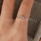 0.5ct Round Cut Moissanite Dainty Minimalist Wedding Band 14k White Gold Plated