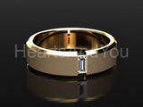 0.5ct Baguette Simulated Diamond Tension Set Men's Ring 14k Yellow Gold Plated