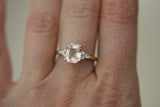 2ct Engagement Ring Emerald Cut Peach Morganite Diamond Accent 14k RoseGold Over