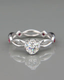 1Ct Round Cut Diamond Ruby Split Band Engagement Ring 14K White Gold Finish