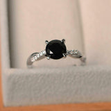 1ct Engagement Ring Round Cut Black Diamond Twisted Infinity 14k White Gold Over
