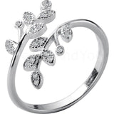 0.3ct Round Cut Moissanite Petal Bypass Engagement Ring 14k White Gold Plated