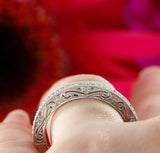 1ct Round Diamond Half Eternity Vintage Wedding Ring Band 14k White Gold Finish