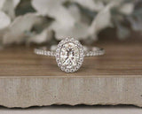 1ct Oval Cut Diamond Classic Solitaire Engagement Ring 14k White Gold Finish