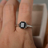 1.2ct Engagement Ring Emerald Cut Diamond Solitaire Floral 14k White Gold Finish