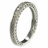 1.5ct Round Cut DVVS1 Diamond Antique Vintage Wedding Band 14K White Gold Finish