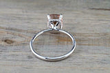 1.6ct Cushion Cut Morganite Engagement Ring 14k White Gold Finish Diamond Accent