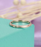 0.5ct Round Cut Emerald Milgrain Eternity Wedding Ring Band 14k Rose Gold Over