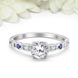 1.5ct Round Cut Diamond Engagement Ring Solitaire with Accent 18k WhiteGold Over