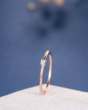 0.2ct Round Diamond Engagement Ring Dainty Minimalist Women 14k Rose Gold Finish