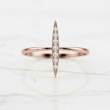 Vertical Bar Women Engagement Ring 1ct Round Cut Diamond 14k Yellow Gold Finish