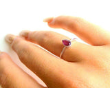 0.5ct Engagement Ring Pear Pink Ruby Solitaire Minimalist 14k White Gold Finish