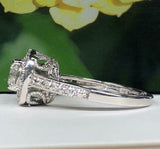 2.4ct Round Cut Diamond Engagement Ring Milgrain Halo Vintage 14k WhiteGold Over