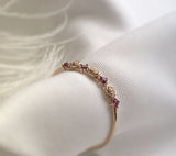 0.2ct Round Cut Simulated Ruby Floral Minimalist Wed Band 14k Yellow Gold Plated