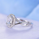 2ct Oval Cut Diamond Engagement Ring Halo Infinity Solitaire 14k White Gold Over