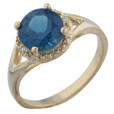 2.3ct Engagement Ring Round London Blue Topaz Split Shank 14k Yellow Gold Finish