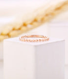 0.1ct Round Cut Moissanite Twisted Minimalist Wedding Band 14k Rose Gold Plated