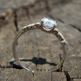 2ct Round Diamond Engagement Ring 14k White Gold Finish Vintage Accent Solitaire