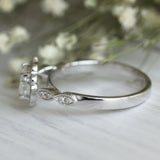 2Ct Round Cut DVVS1 Diamond Vintage Halo Engagement Ring 14K White Gold Finish