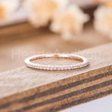 0.3ct Round Cut Moissanite Minimalist Women Wedding Band 14k Rose Gold Plated