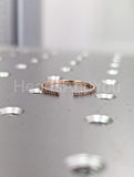 0.2ct Round Cut Moissanite Open Cuff Women Wedding Band 14k Rose Gold Plated