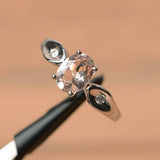 1ct Engagement Ring Oval Cut Peach Morganite Stylish Trilogy 14k White Gold Over