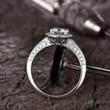 2.3ct Round Cut Diamond Solitaire with Accents Halo Ring 14k White Gold Finish