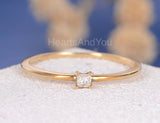 0.5ct Princess Simulated Diamond Solitaire Minimalist Ring 14k YellowGold Plated