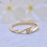 0.07ct Round Cut Moissanite Wave Dainty Engagement Ring 14K Yellow Gold Plated