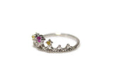 0.2ct Engagement Ring Round Cut Pink Ruby Princess Crown 14k White Gold Finish