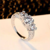 1ct Round Cut Diamond 3 Stone Filigree Engagement Ring 14k White Gold Finish
