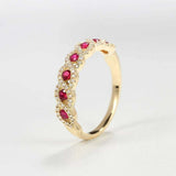 2ct Round Cut Pink Ruby Infinity Twisted Half Eternity Band 14k Yellow Gold Over