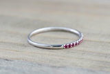 0.7ct Round Cut Pink Ruby Wedding Band Ring 14k White Gold Finish Half Eternity