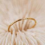 0.1ct Round Cut Moissanite Bridal Set Trilogy Minimalist 14k Yellow Gold Plated