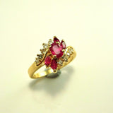 2.2ct Oval Cut Pink Ruby Art Deco Bypass Engagement Ring 14k Yellow Gold Finish