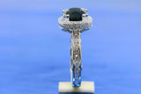 2.4ct Round Cut Black Diamond Engagement Ring Halo Milgrain 14k WhiteGold Finish